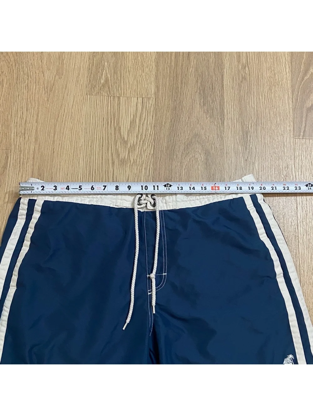 Caribbean Joe Men's Navy Blue Swim Trunks with White Stripes Size XL